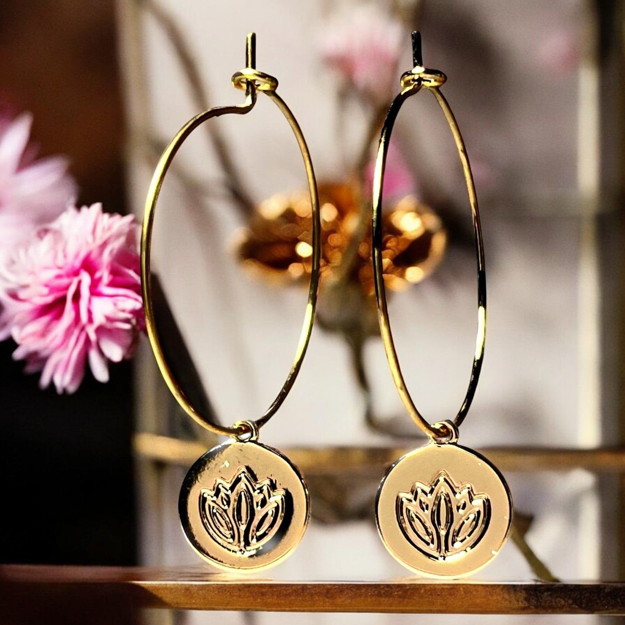 Boucles d'oreilles "ROSANE" charms dorés or fin