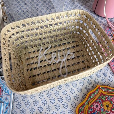 🗝️ Vassoio "Chiavi" intrecciato a mano - Organizer universale da Marrakech, Marocco