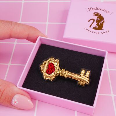 Heart Key Brooch