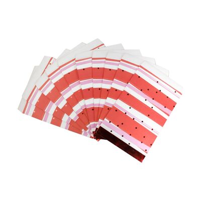Bolsas de regalo de papel con lunares y rayas rojas y doradas (paquete de 10)