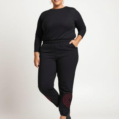 Pantalones anchos de talla grande con ribete rojo (B163)