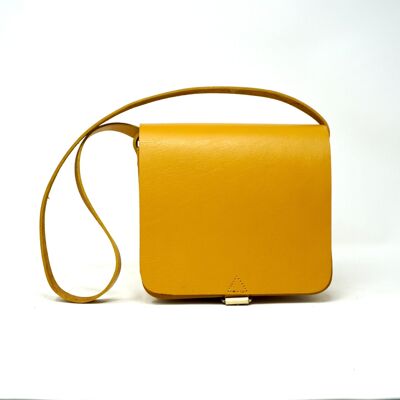 Borsa a tracolla unisex in pelle fatta a mano – Borsa a tracolla in pelle pieno fiore gialla