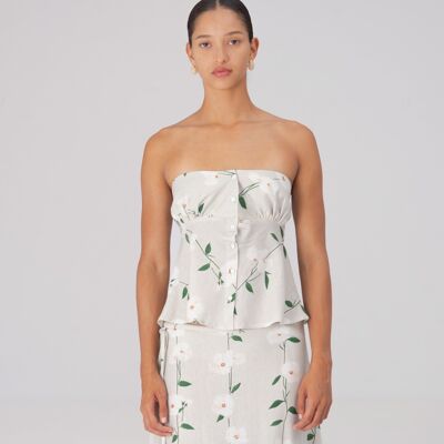 Top de verano con estampado floral de arlequín
