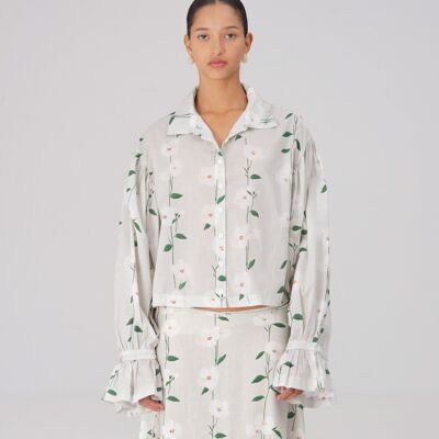Camisa larga con estampado floral