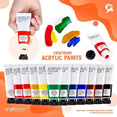 ACRYLIC PAINT - 12 Highly Pigmented Acrylic Colors (Premium)