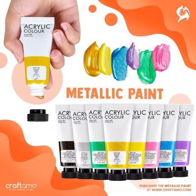 METALLIC PAINT - 8 Premium Glistening Acrylic Colors