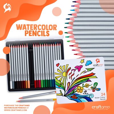 WATERCOLOUR PENCILS - 24 Bright Colours That Blend Easily