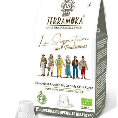 Organic coffee 15 capsules zero waste - arabica India, Ethiopia, Brazil - La Signature