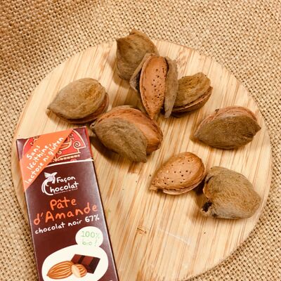 Homemade almond paste chocolate bar, ORGANIC, 40g