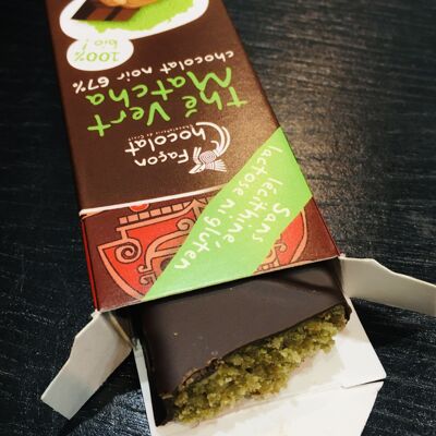 Barre chocolatée à la pâte d'amande et au thé vert Matcha, BIO, 40g