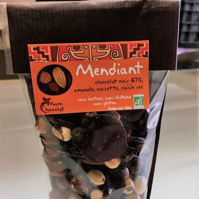 Puck mendiants di cioccolato fondente biologico, 150g