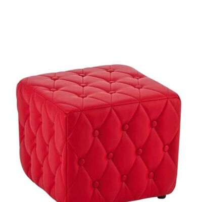 Banila cube d'assise rouge 41,5x41,5x41,5 cuir artificiel rouge Bois