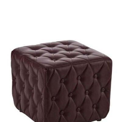 Banila Siège cube bordeaux 41,5x41,5x41,5 cuir artificiel bordeaux Bois