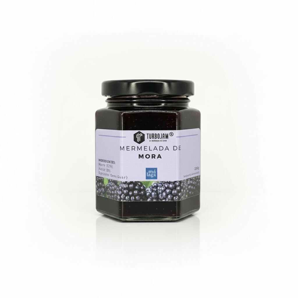Confiture Naturelle de Mûres 90% Fruits. Teneur en sucre réduite (seulement 8 %)