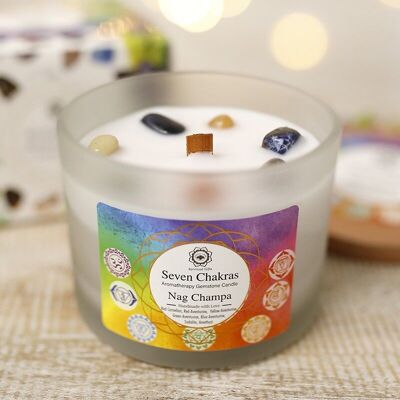 Bougie en pierre semi-précieuse 7 Chakras - Nag Champa