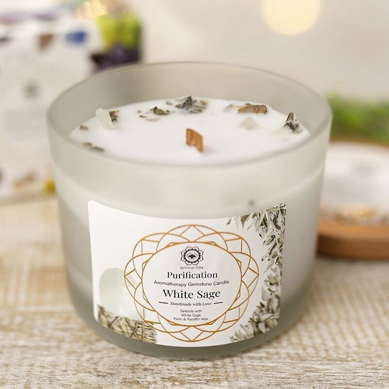 Purificazione - Candela in pietra semipreziosa di salvia bianca