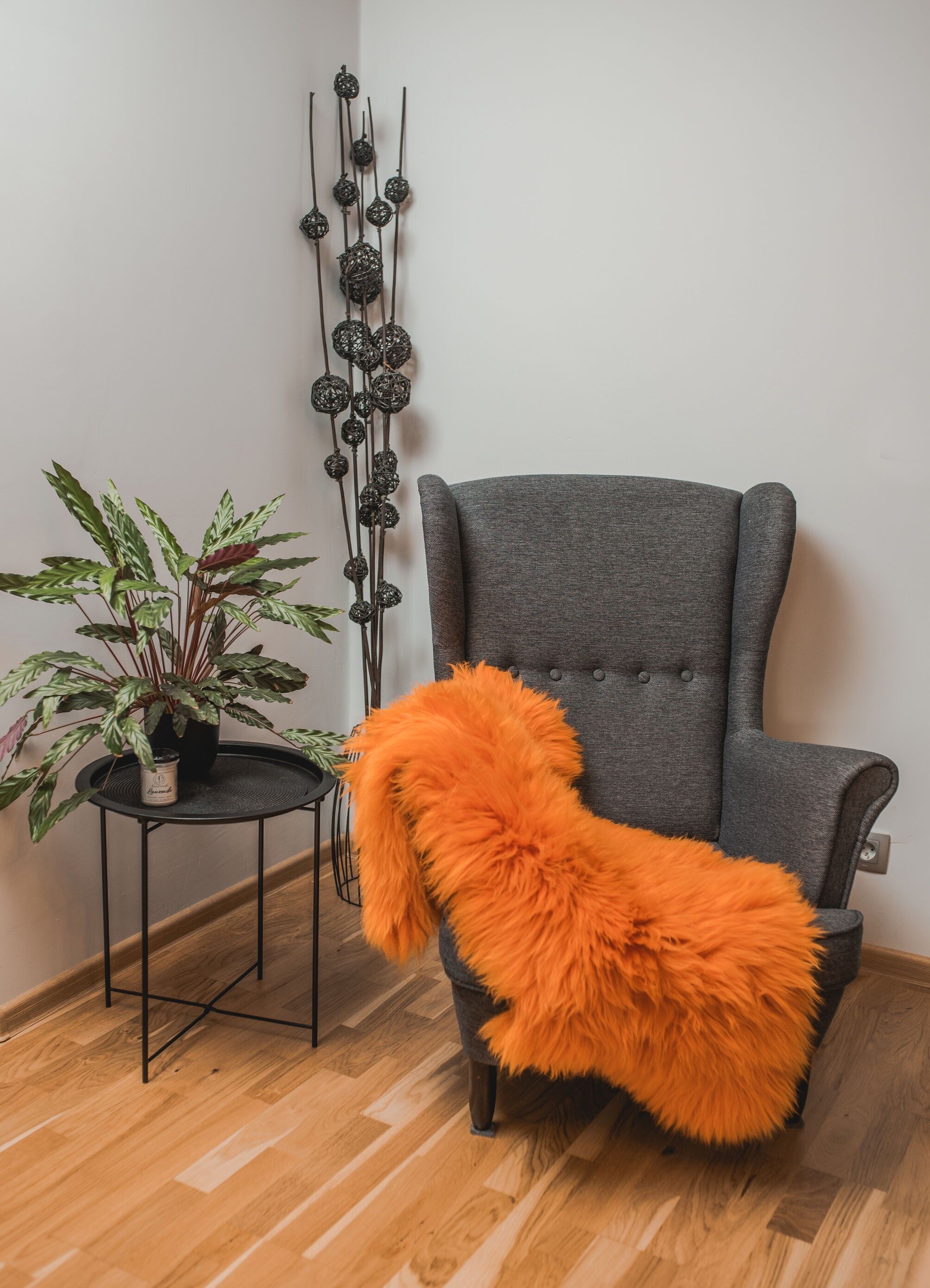 Pelle di pecora autentica tinta arancione, arredamento per la casa in pelle di agnello, tappeto in pelle di pecora, coperta in morbida lana, schaffell Hygge (101-120 cm)