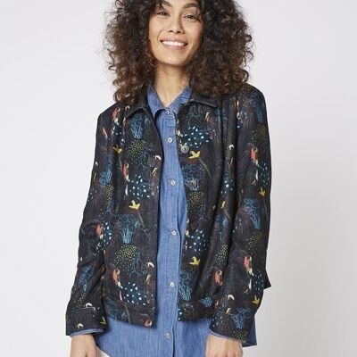 Veste droite en velours imprimée PERRUCHE