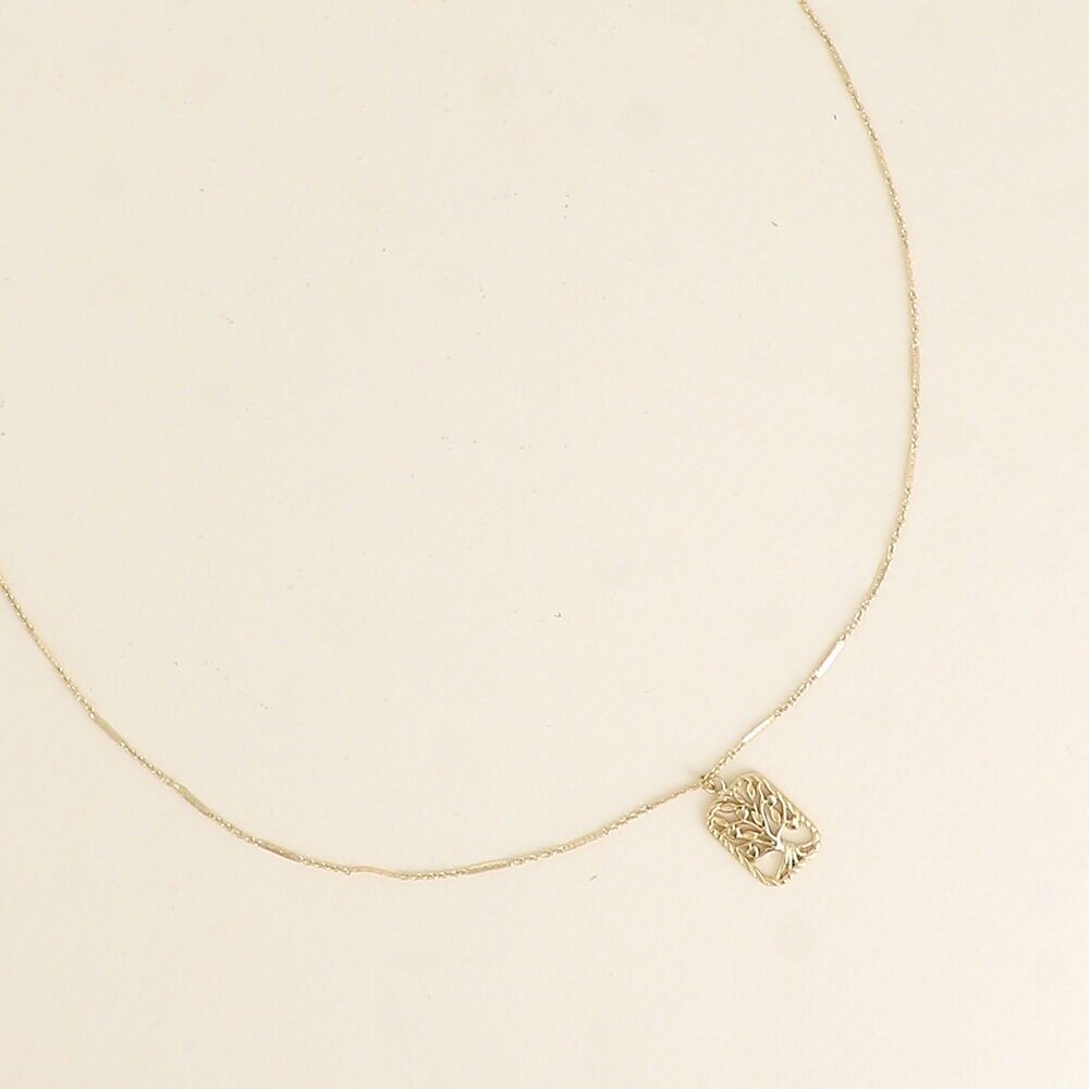 Necklace - rectangular tree of life pendant