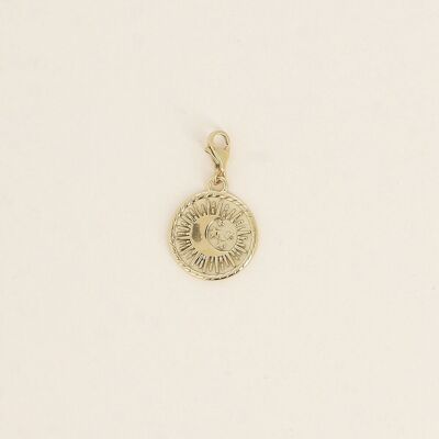 Charm - round medallion with eclipse (moon, sun, star)