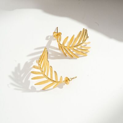 Créoles feuille dorée femme acier inoxydable bijou tendance