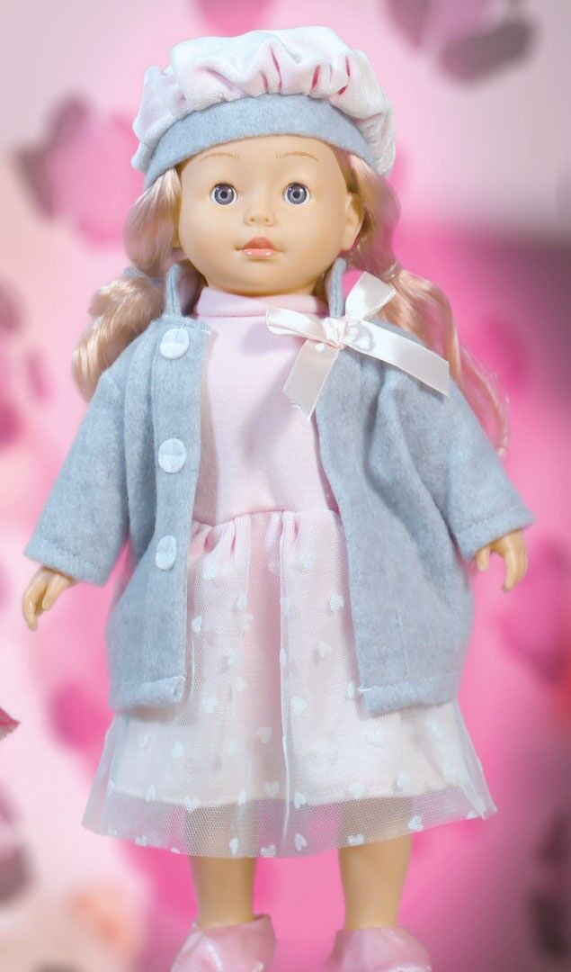 Bambola Bambolina in cappotto grigio 46cm - Con accessori per capelli, parla e canta