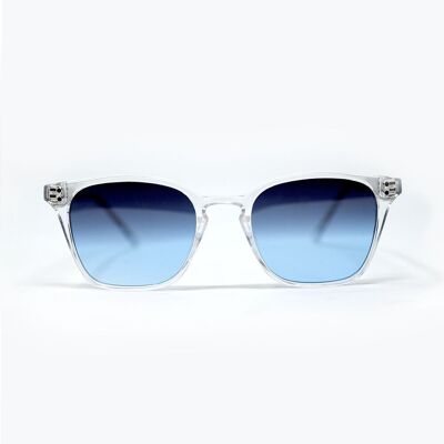 Gafas de sol cuadradas transparentes con lentes azules degradadas