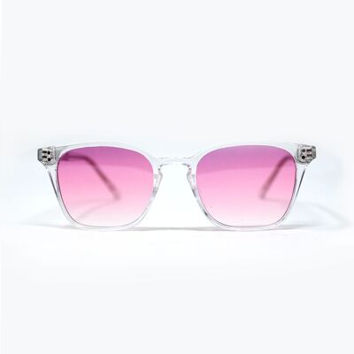 Gafas de sol transparentes con lentes degradados en rosa