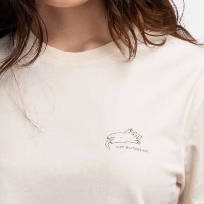 T-shirt bio Sieste de chat - T-shirt en coton blanc naturel avec imprimé Sieste passionnée