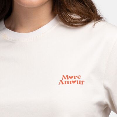Maglietta biologica More Amour - Maglietta in cotone bianco con stampa More Amour