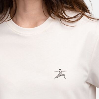 T-shirt Yoga Biologica - T-shirt in cotone bianco con stampa Warrior