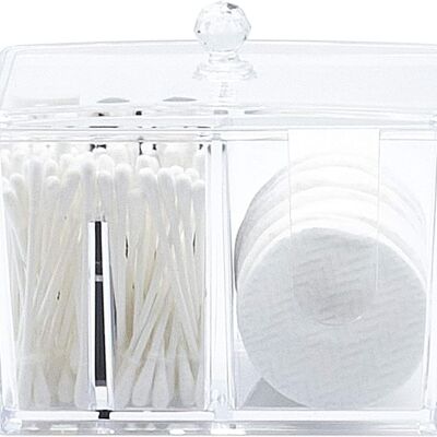 Organisateur de maquillage, support pour cotons-tiges, cosmétiques, distributeur de cotons-tiges, 4 sections, idéal pour les cotons-tiges et les cotons-tiges