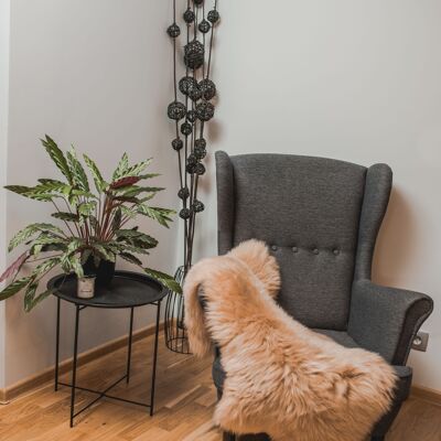 Cappuccino Beige Dyed Genuine Sheepskin Lambskin Sheep Skin Rug Pelt Soft Wool Throw, schaffell Hygge (90-100cm)
