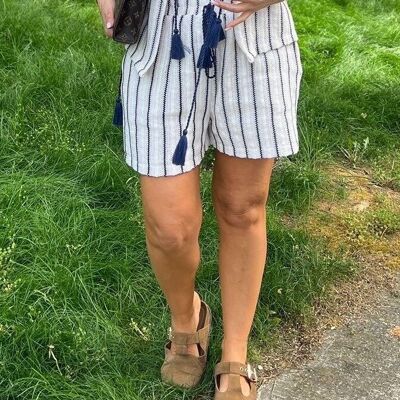 TARZ high-waisted striped shorts with elastic waistband
