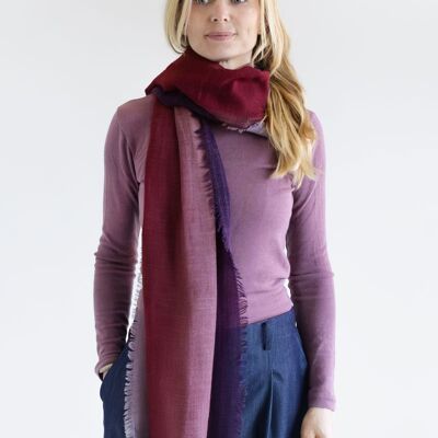 Bufanda de lana ILVIE – roja/violeta