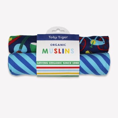 Mussola stampata Organic Toys, confezione da 2