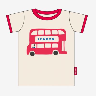 Maglietta a maniche corte con applicazione organica dell'autobus di Londra