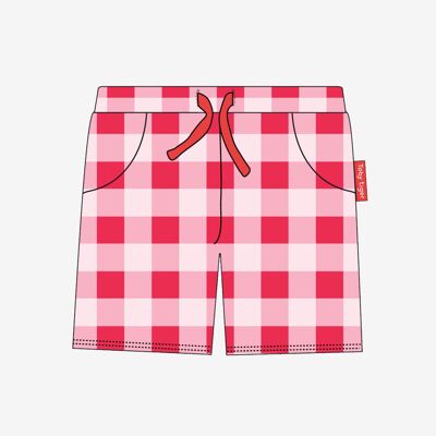 Pantaloncini in tessuto a quadretti rossi biologici