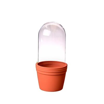 Maceta de terracota campana de cristal 12x23cm