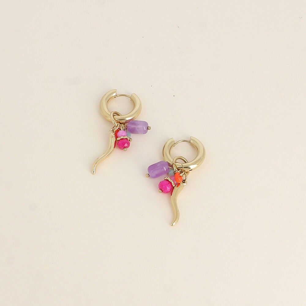 Creolen – gewellter Stiel und Natursteine