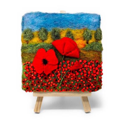 Mini chefs-d'œuvre : kit de feutrage à l'aiguille « Coquelicots au lever du soleil »