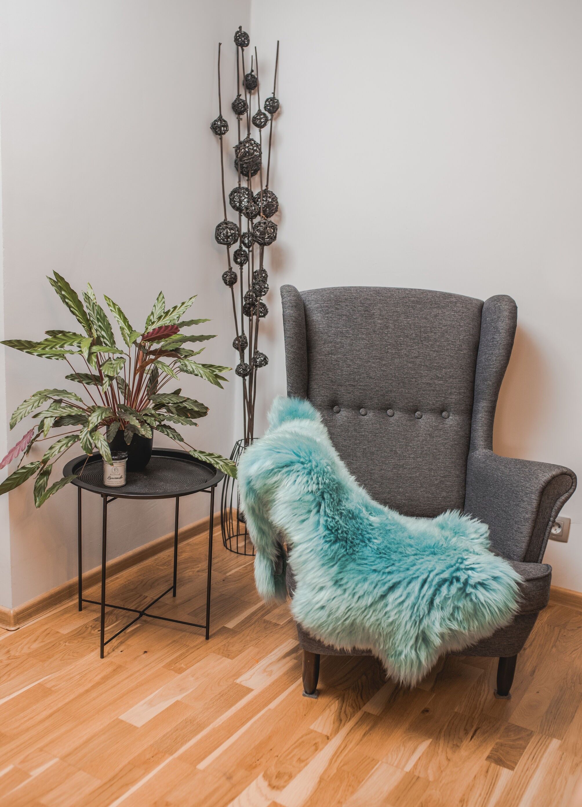 Pelle di pecora autentica tinta turchese e blu, tappeto in pelle di pecora, pelliccia, morbida, lana, schaffell Hygge (90-100 cm)