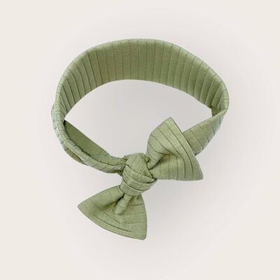 Bandeau bébé & enfant en jersey côtelé – Réglable - Olive