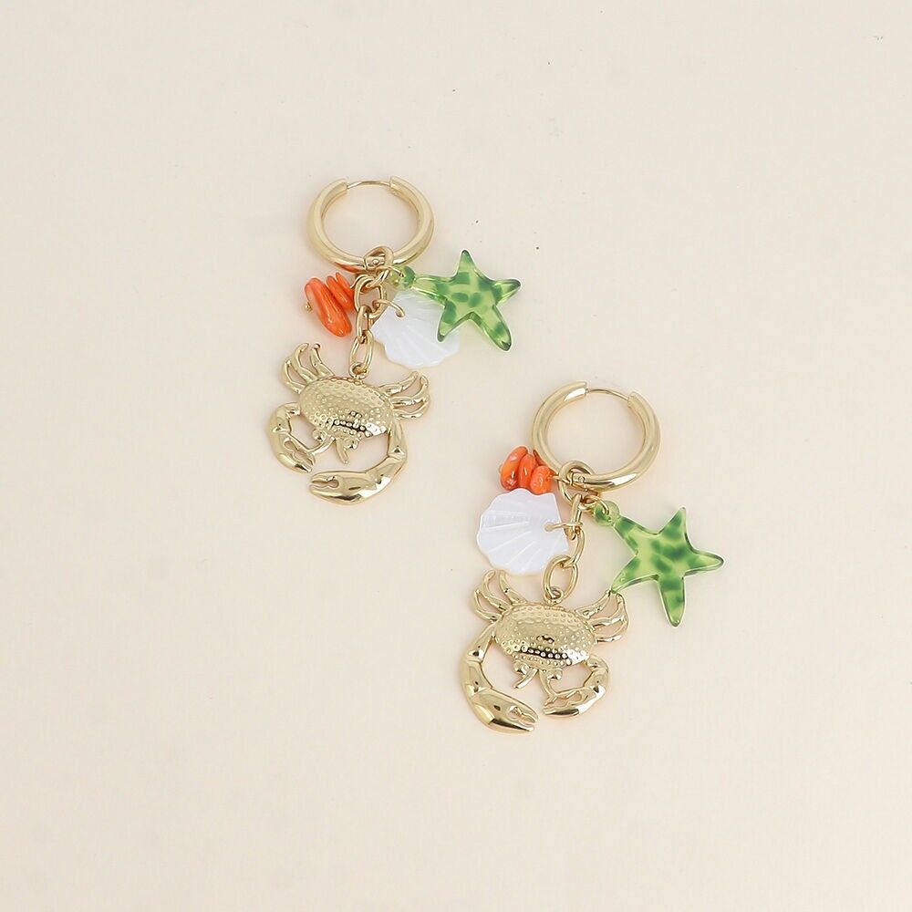 Kreolen - Krabbe, Perlmuttmuschel, Natursteine ​​und farbiger Harzstern