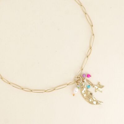 Collana - luna, stella e perle