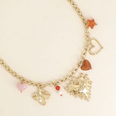 Collana - cuori, fogliame e stella