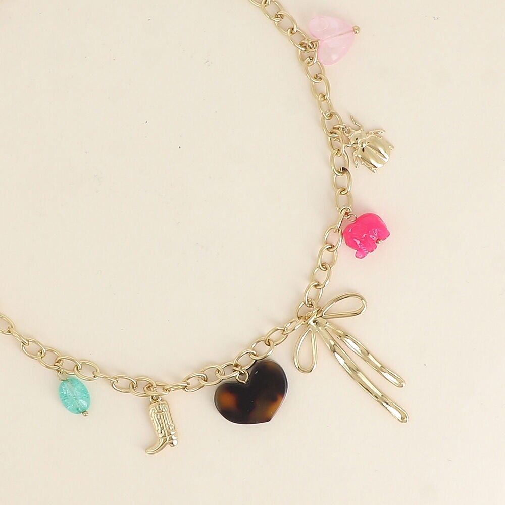 Halskette - Herzen, Stiefel, Fliege, Käfer, Elefant aus Harz