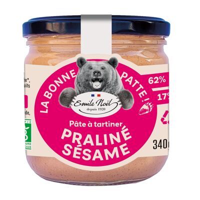 Pate a tartiner bio praliné sésame pot en verre 340 gr