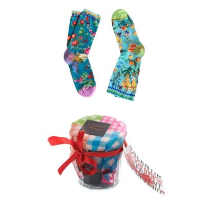 Juego de 2 calcetines florales estampados en tarro de mermelada - 36/41
