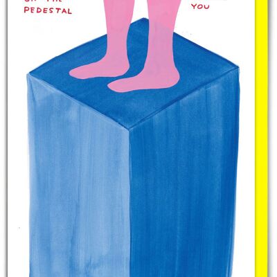 Tarjeta de cumpleaños divertida de David Shrigley: "Súbete al pedestal"